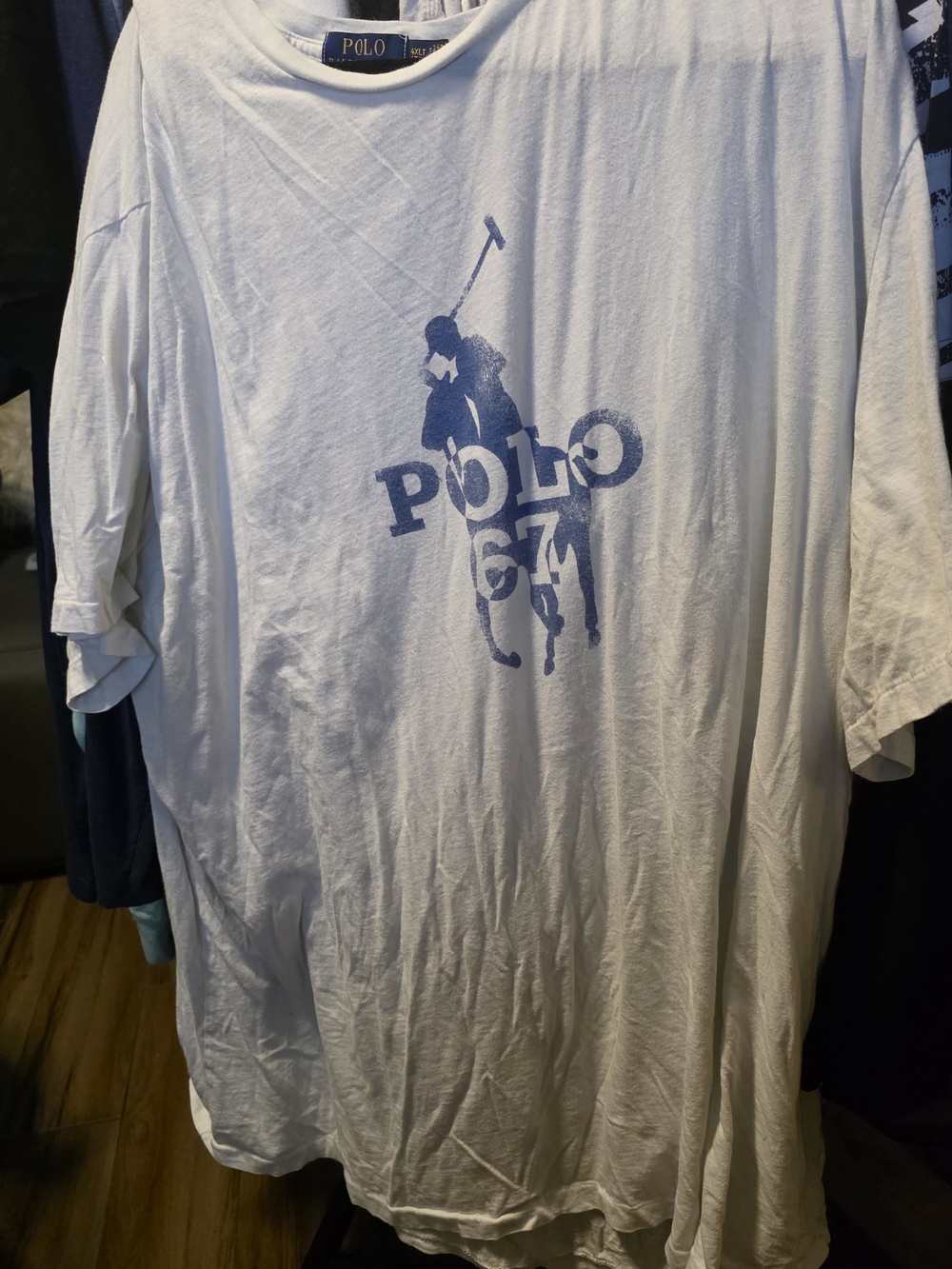 BPolo by Ralph Lauren White Tee with Blue Polo Player Graphic 4xlt